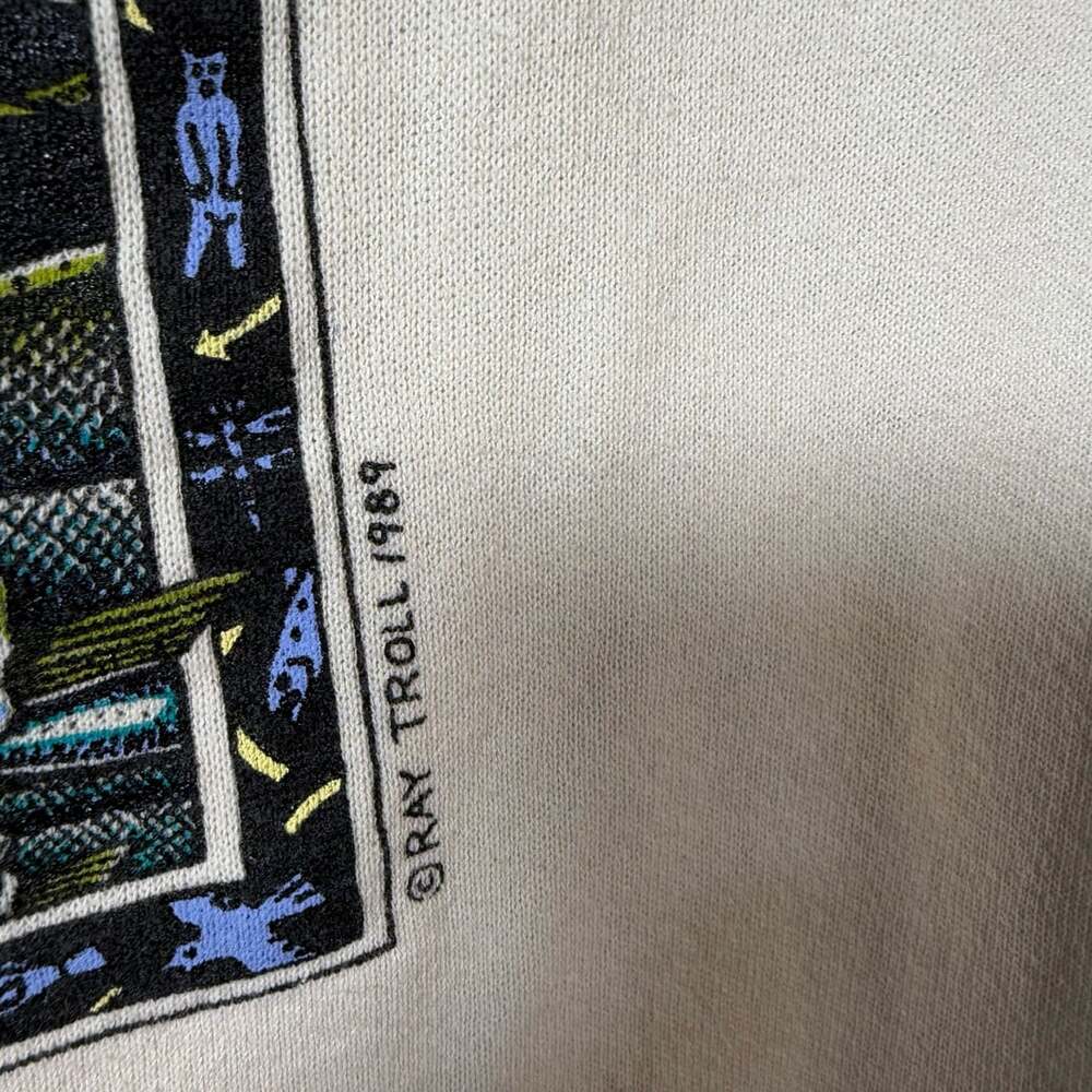VTG 1989 Ray Troll Preserve The Balance Sweatshirt Cream Crewneck L USA Lee Art - Picture 3 of 9